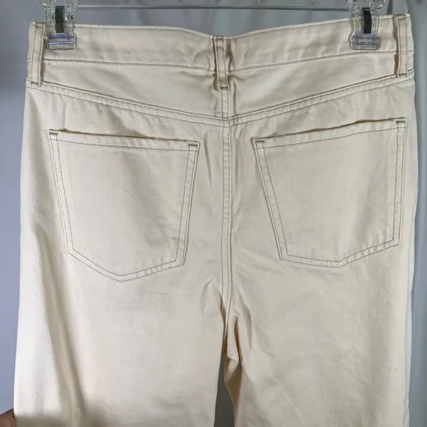 Express‎ Womens Jeans Size 10R Beige Distressed Denim High Rise Mom Jeans - Image 12