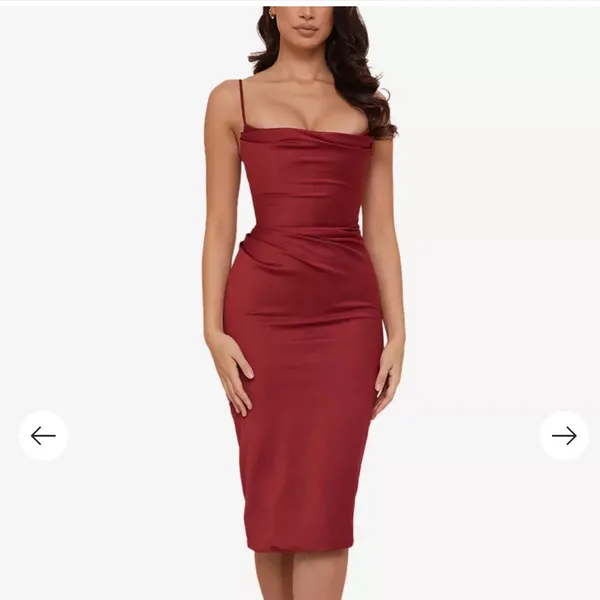 HOUSE OF CB Anja corset satin midi dress size small - Image 2