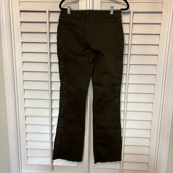 Laurie Felt‎ Olive Green Power Silky Bootcut Jeans Size Small - Image 3