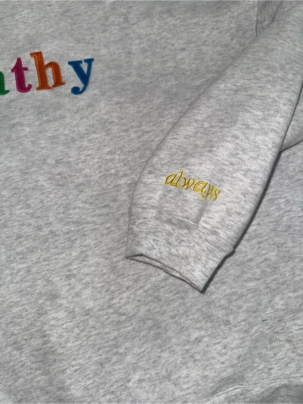 The Mayfair Group "Empathy‎ Always" heather grey crewneck sweatshirt one size - Image 2