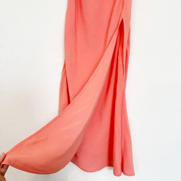 Cleobella Becket Dress Size‎ XS Coral Pink V Neck Slip Maxi Euro Summer Resort - Image 4