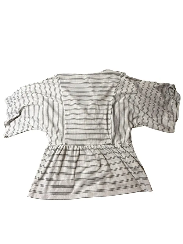 Ann Taylor Loft Outlet Striped Faux Wrap Shirt Women S Gray/White Striped - Image 3
