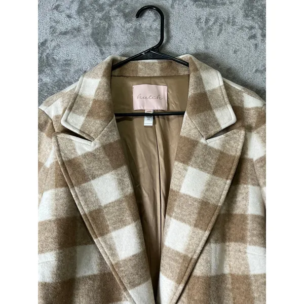 Hutch Buffalo Plaid Wool Blend Blazer Jacket Beige Cream Shacket Coat Size 1X - Image 2