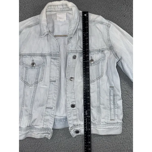 American Eagle Denim Jacket Women Medium Button Up Light Wash‎ - Image 5