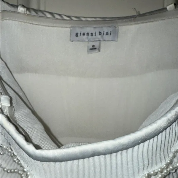 NWOT Special Gianni Bini Strapless White Pearl Ruffle Trimmed and Textured Dress - Image 3