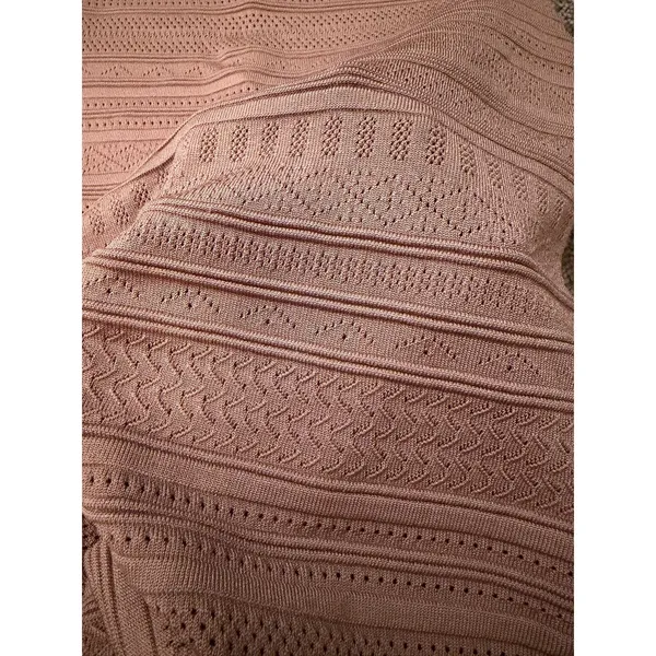 Aritzia Babaton Pointelle Open Knit Midi Tube Skirt Bodycon Neutral Patterned - Image 3