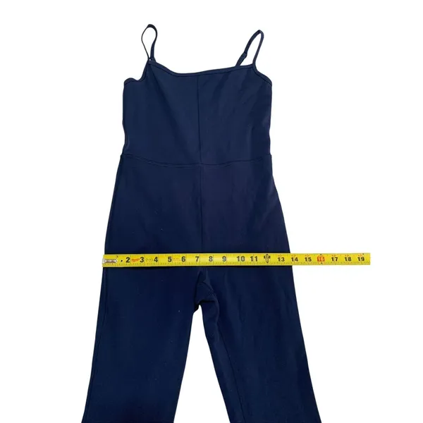 Wilfred Free Divinity Kick Flare Jumpsuit S Navy Blue Spaghetti Strap Athleisure - Image 7