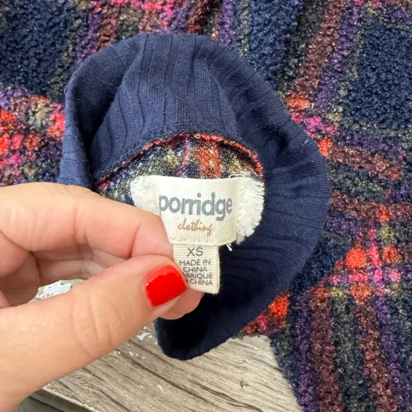 Anthropologie Porridge Plaid Sherpa Fleece Pullover‎ Sweater xs - Image 2