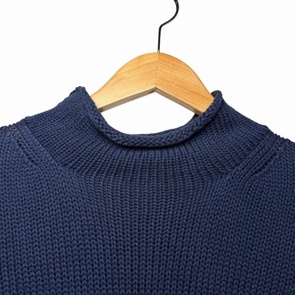 J.Crew Women's Oarsman Navy Roll Neck Sweater XXS Preppy Fisherman Knit‎ Cozy - Image 3