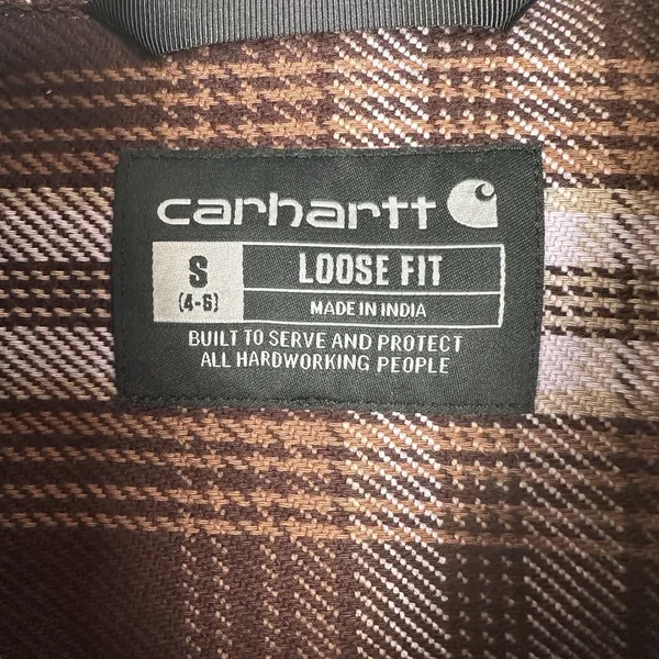 Carhartt Loose Fit Twill Shacket Womens Size Small Brown Plaid Cotton TW5991-W - Image 5