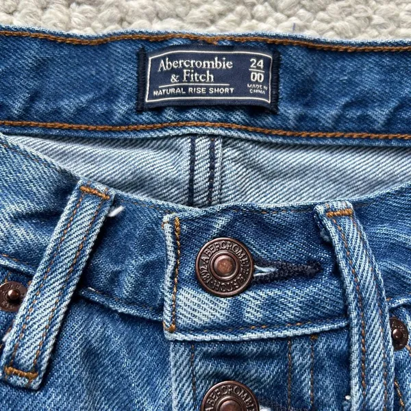 Abercrombie & Fitch button fly, distressed, jean Shorts women size 24/00 - Image 3