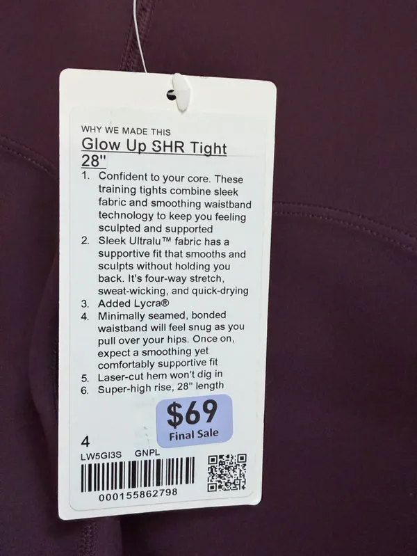 Lululemon Glow Up Super-High-Rise Tight 28" Goodnight Plum size 4 NWT - Image 7