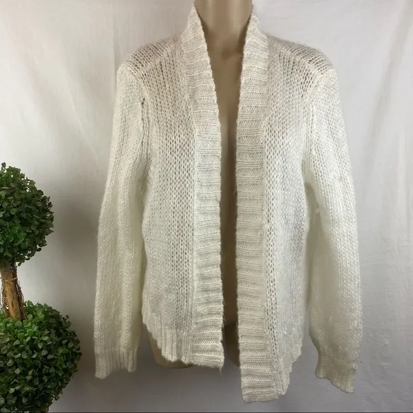 Anthropologie Wooden Ships White Soft Cozy Open Loose Cardigan Sweater S - Image 2