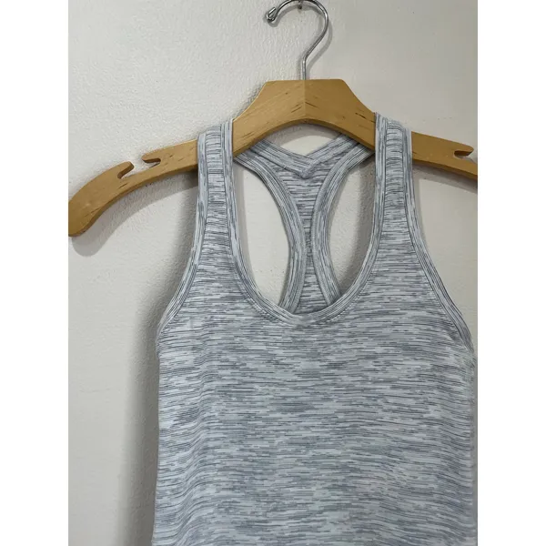 Lululemon Gray Heather Racerback Athletic Tank‎ Top Size 2 Yoga Gym Run - Image 5