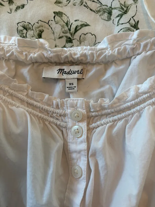 Madewell White Smocked Top - Image 2