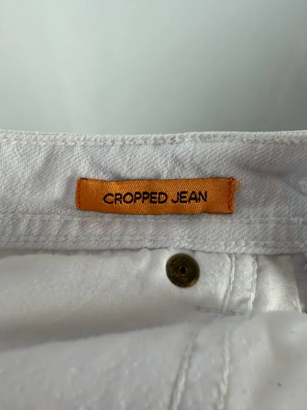 Tory Burch Low Rise Cotton Blend Cropped‎ Capri White Jeans Size 25 - Image 6