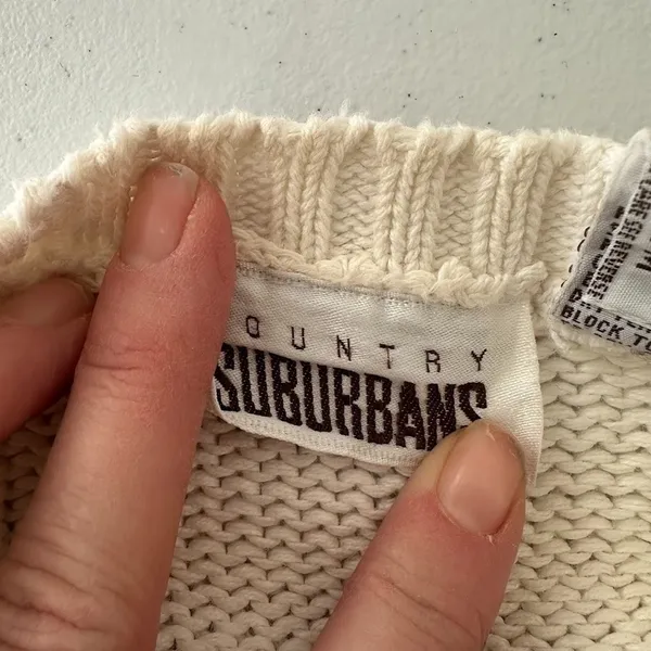 Vintage‎ Country Suburbans Flower Sweater Medium Short Sleeve Cable Knit Cottage - Image 5