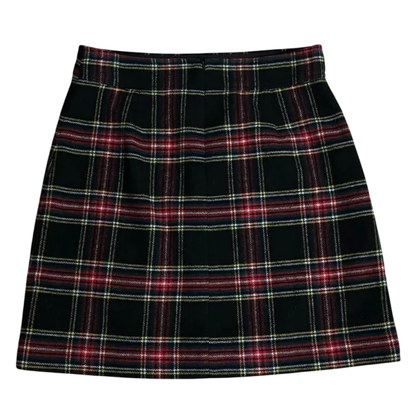 NEW J Crew Factory 6 Mini Skirt Plaid Wool Blend A Line A-Line Holiday BK386 - Image 2