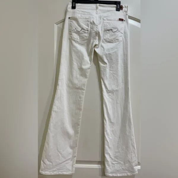 7 For All Mankind Classic White Flare Women's Jeans with Silver Sequins - Image 3