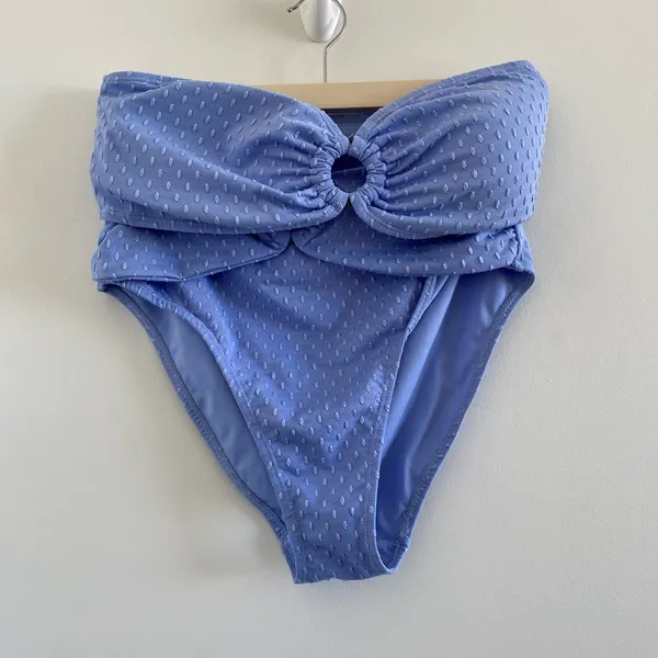 Cabana Del Sol Blue Textured Bikini Size Large - Image 2