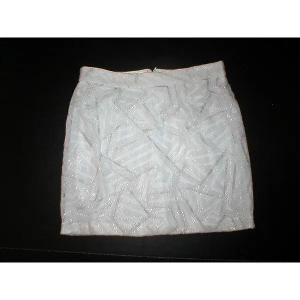 New NWT Womens Piperlime Collection White Silver Sequins Skirt S Small Party - Image 11
