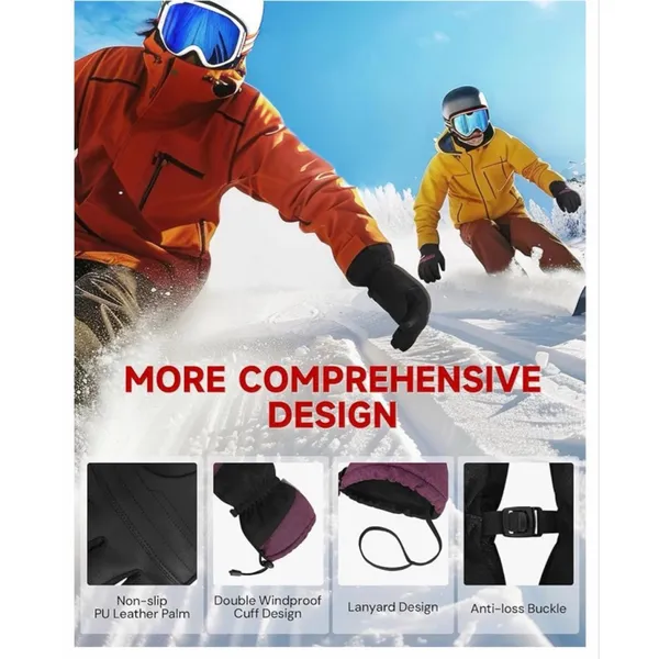 NEW Waterproof Ski Gloves Winter Gloves Unisex Touchscreen 3M Insulated L - Image 7
