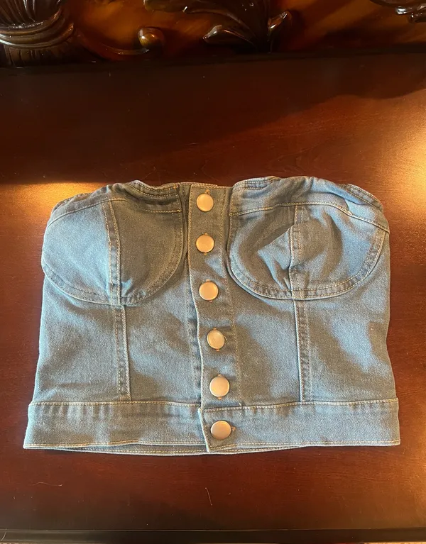 Blue jean strapless top Size XS - Image 3