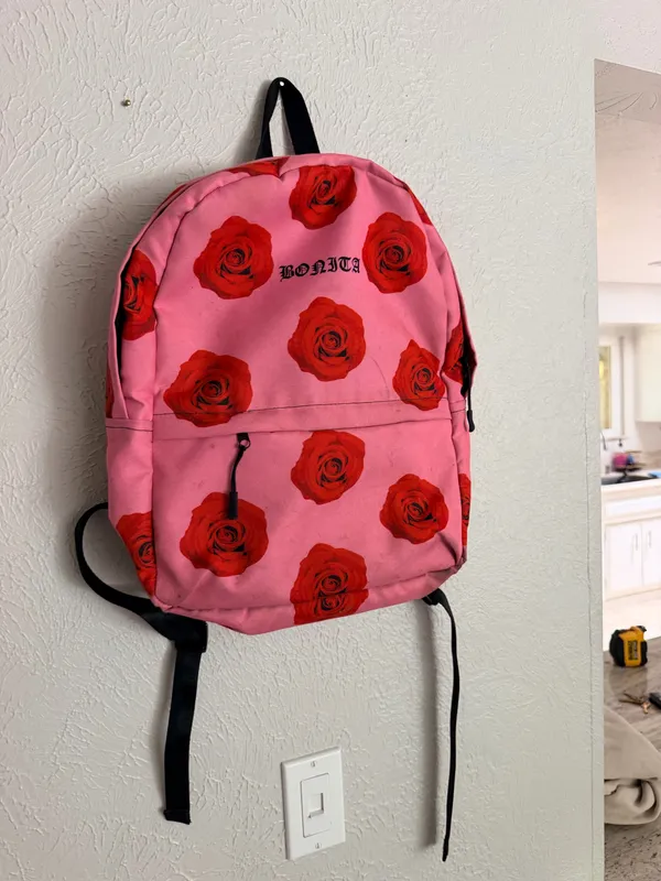 Vans Viva La Bonita Bonita pink rose old English backpack - Image 9