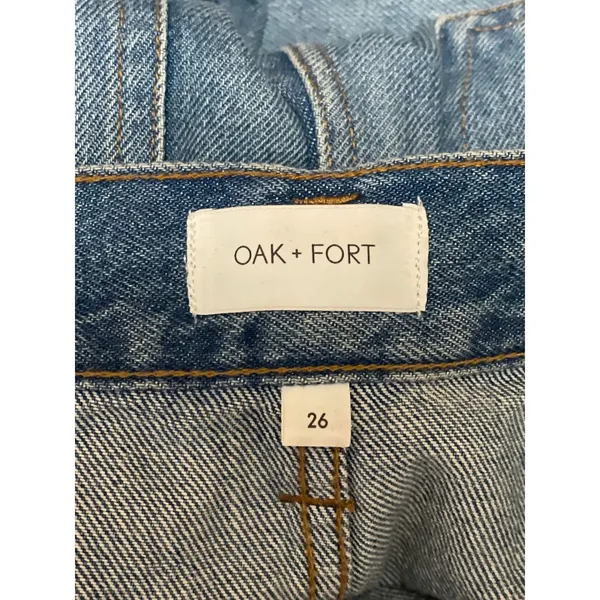 Oak + Fort Womens Blue High Waisted Straight Wide Leg Cargo Denim Jeans Pants 26 - Image 4