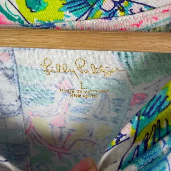 Lilly Pulitzer Laina Dress Large Wish You Were Here Multi Pop Up Preppy Colorful - Image 6