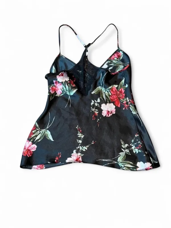 Apt. 9 Black Satin Floral Cami & Shorts Pajama Set - Image 6