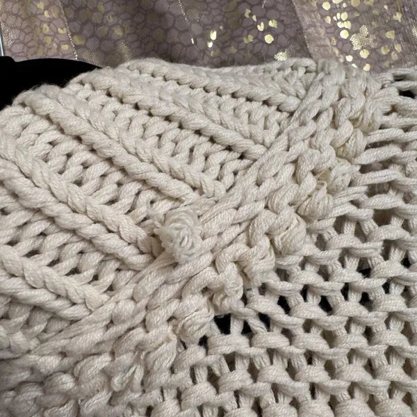 Free People My Only Sunshine Ivory Cream Chunky Open Knit Sweater Size Large - Image 8