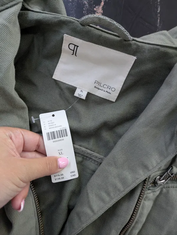 NWT Pilcro By Anthropologie Olive Moto Jacket Size XL - Image 4