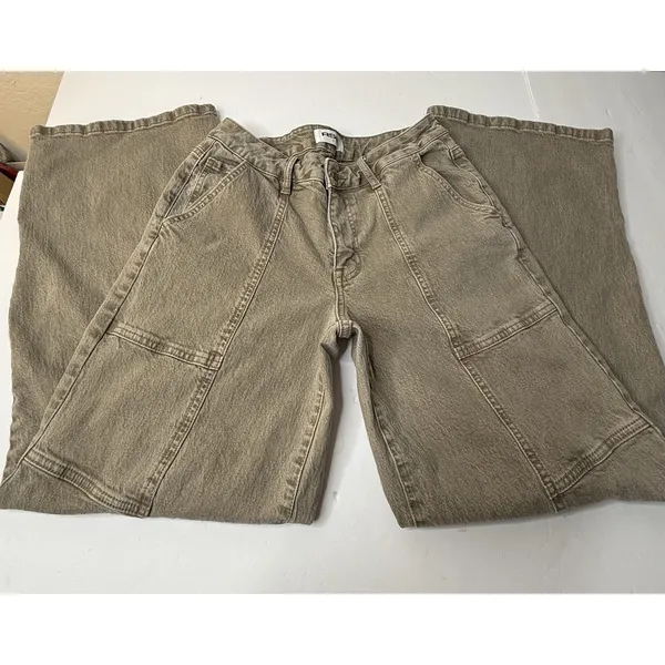 RSQ Jeans Womens Sz 27 Denim Mid Rise Wide‎ Leg Baggy Pants Hippie Grunge Tan - Image 11