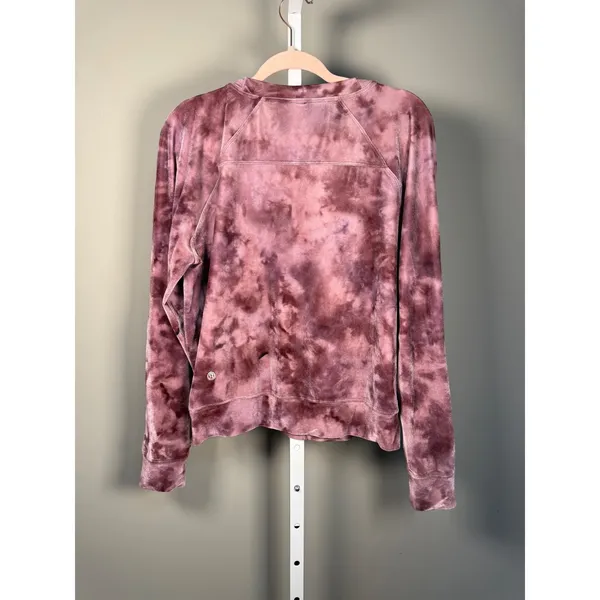 Lululemon Velour Warm Down Crew Cassis Tie Dye Cropped Sweatshirt‎ 12 - Image 5
