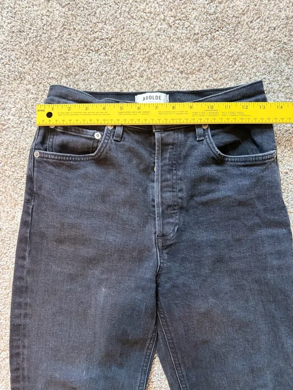 AGOLDE Riley High Rise Straight Crop Charcoal Black Wash Jeans | Size 27 - Image 10