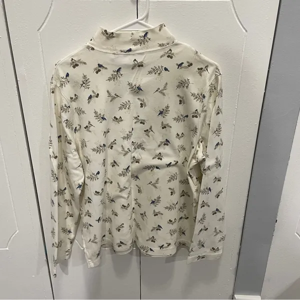 Croft & Barrow Off White Patterned Turtle Neck Long Sleeve - Image 2
