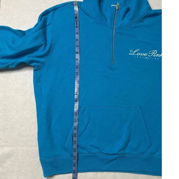 PINK Victoria's Secret Love Pink 1/4 Zip Sweatshirt Blue Large - Image 7