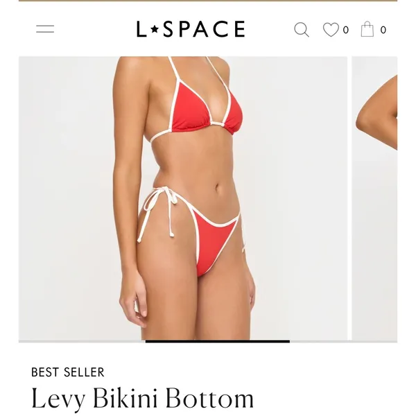L Space Levy Bikini Bottom Bitsy Cut Cheeky Thong String Swim Bottoms Brown Sz L - Image 3