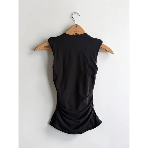 QINSEN Womens Black Ruched Sleeveless Bodycon Tank Top Size M‎ - Image 2