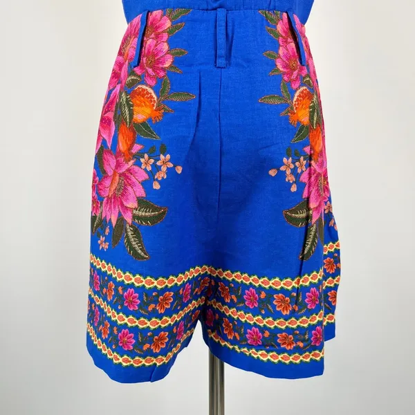 NWOT Farm Rio Linen Blend Floral Print Romper Size M - Image 9