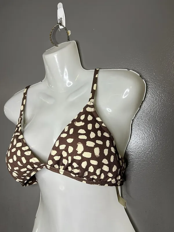 Aerie Bikini Swim Top Womens Large Brown Triangle Padded Adjustable Straps - Image 3