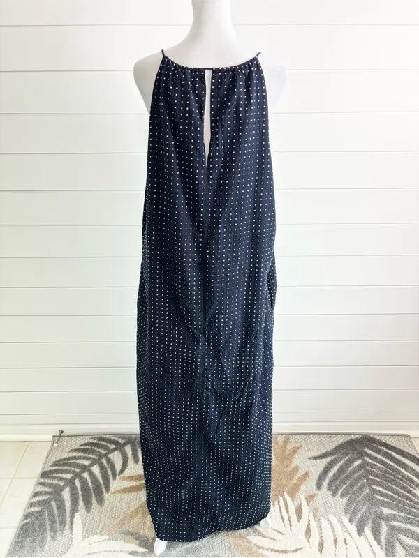 J. Crew Navy Polka Dot Maxi Slip Cotton Dress Size L - Image 5