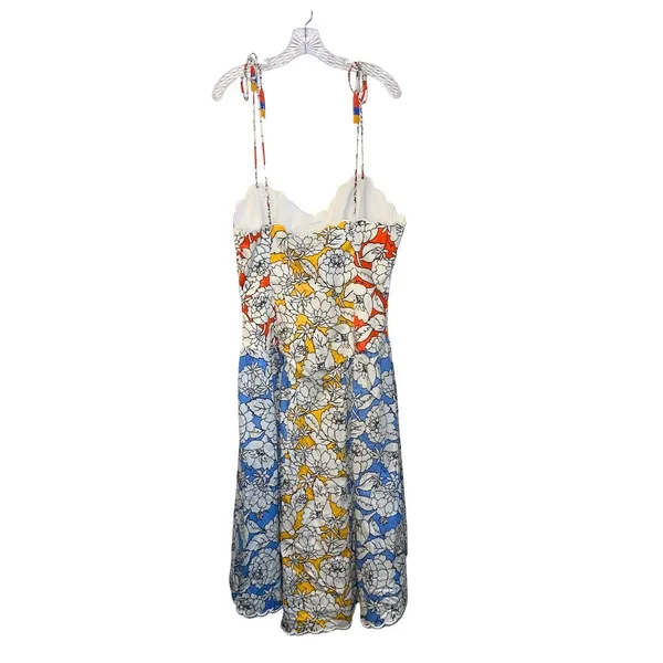 Farm Rio x Anthropologie Basque-Waist Midi Dress Size Large Tie Straps Fit Flare - Image 2