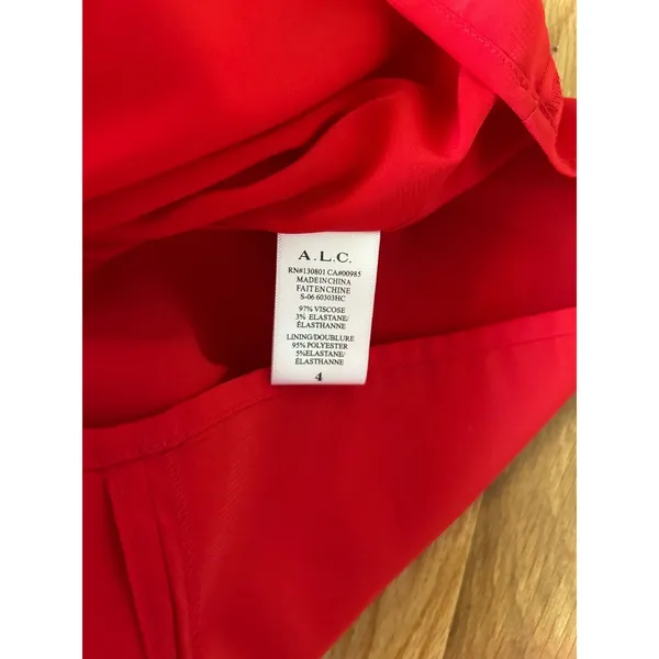 ALC Red Scallop Eva V-Neck Mini Dress Size 4 Designer Special Occasion Sexy - Image 12