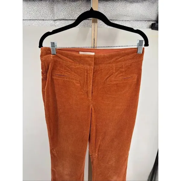By Anthropologie Orange Corduroy Cropped Flare Pants Patch Pockets Size 6 - Image 5