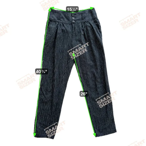 Sundance Amelia Trouser Pant Black White Pinstripe 4 Button Linen Cotton Blend - Image 8