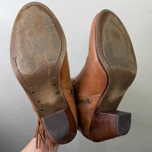 Sam Edelman Louie Camel Brown Tassels Leather Booties Western Ankle Boot Size 8 - Image 8