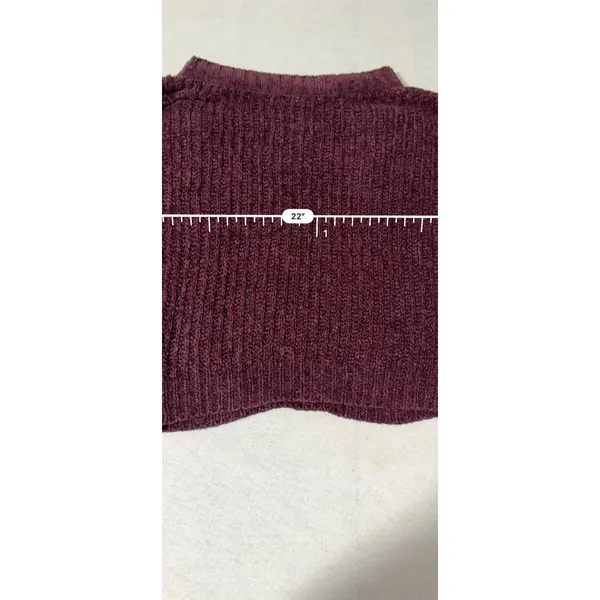 Express Womens Burgundy Chenille Cable Knit Pullover Sweater Size M Wine Red - Image 7
