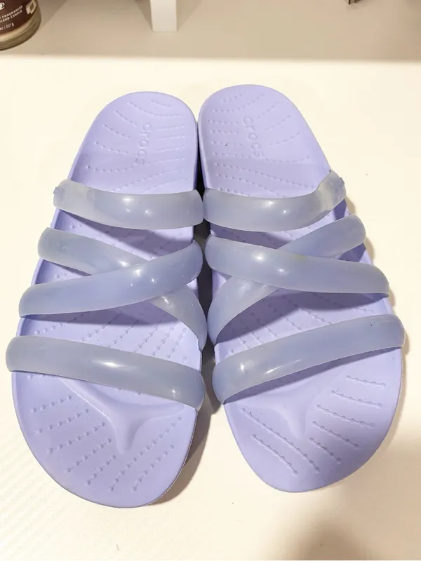 Crocs Splash Strappy Sandal Purple Glossy Jelly Shoe Size 7 - Image 2